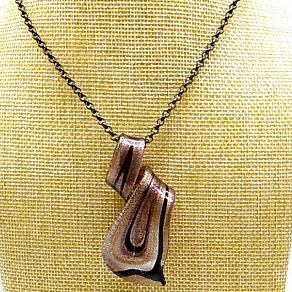 Simply Vera Vera Wang Black Chain Art Glass Spiral Ribbon Pendant Necklace